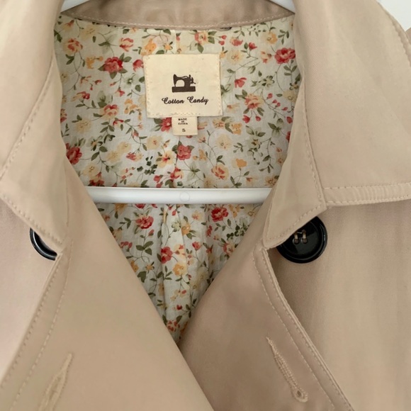 Cotton Candy trench coat beige cream small button - Picture 6 of 8
